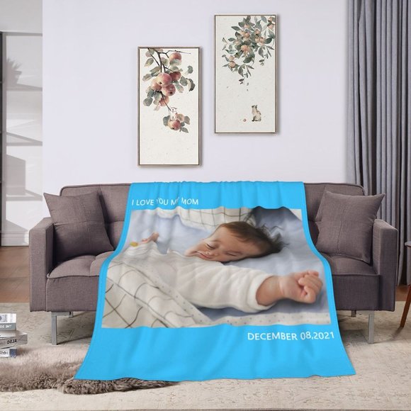 Rectangular Custom Fleece Baby Blanket (I love you my Mom) Multicolor - Picture 5 of 6